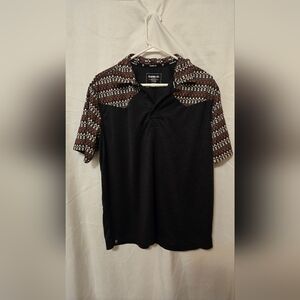 Men's Black Polo with Brown Pattern